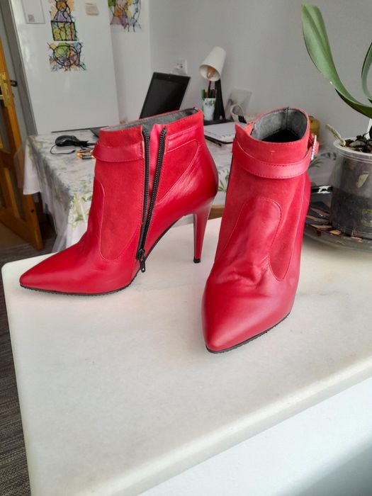 Cizme piele rosii toc - 36