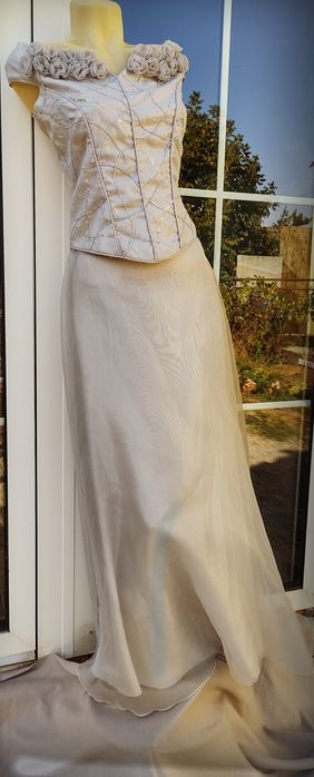 Rochie eleganta creatie unica model unicat XS S Gri Perlat