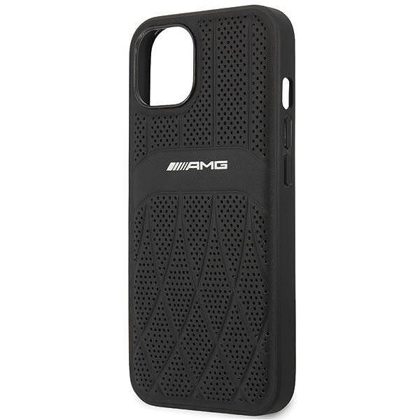 Amg amhcp13mosdbk iphone 13 / 14 / 15 6.1" black hardcase with leather