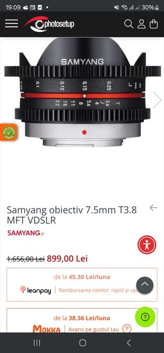 Obiectiv Samyang 7.5mm 12mm 50mm 85mm