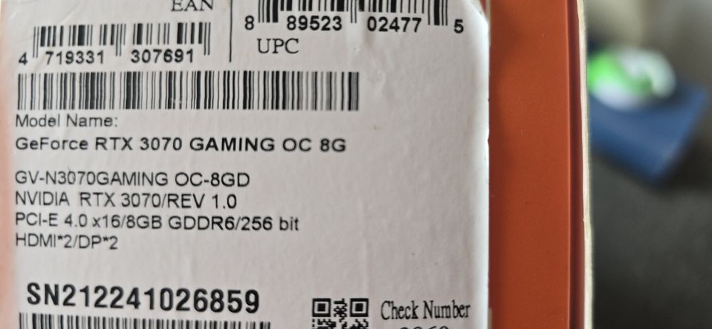 Nvidia Rtx 3070 8gb Oc Gaming placa video