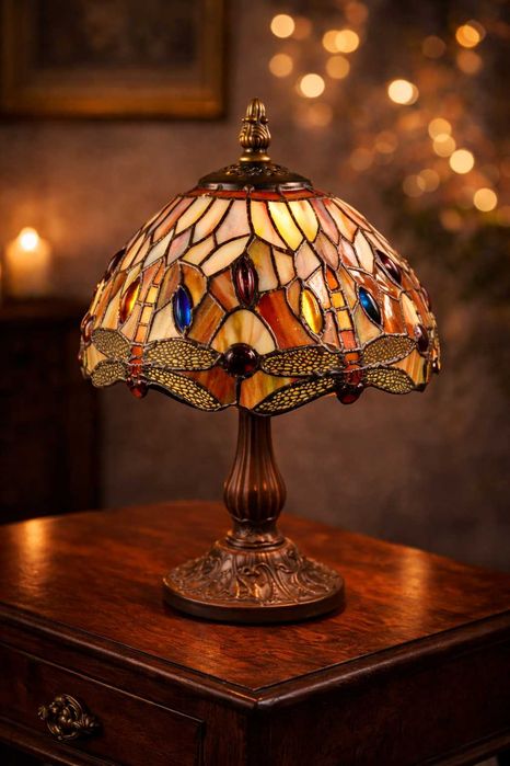 Lampă de masă Tiffany, vitraliu decorativ