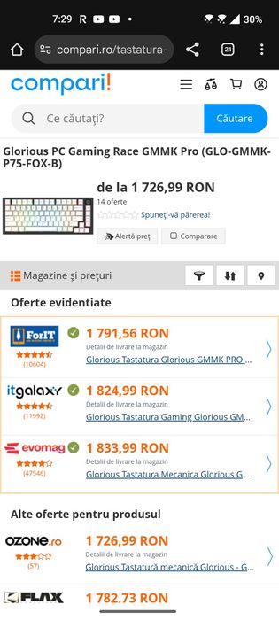 Tastatura  Glorious Pro GMMK  sigilata