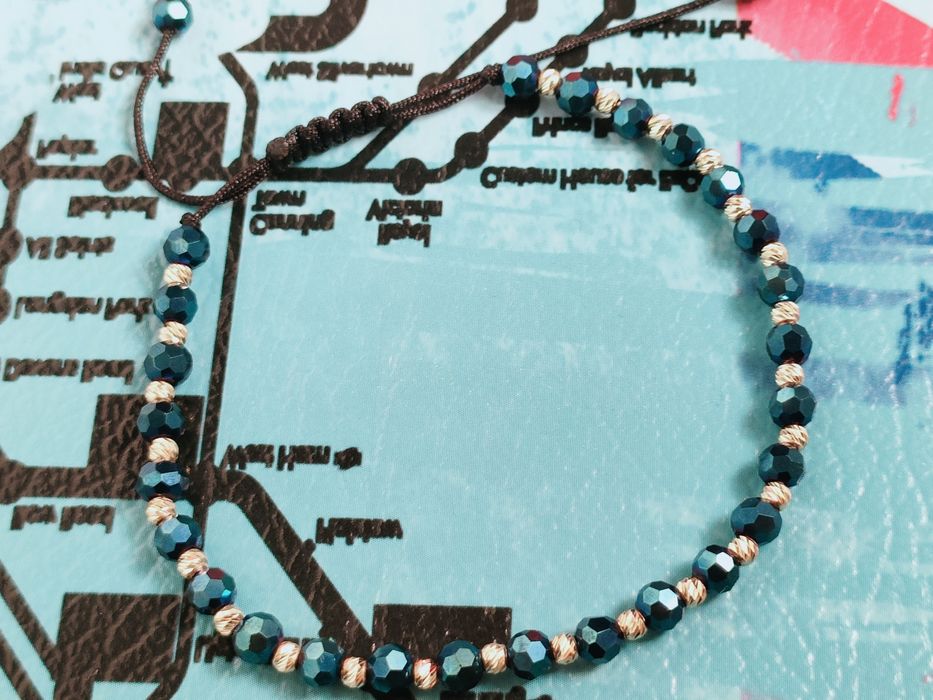 Bratari snur cu bilute de aur si argint