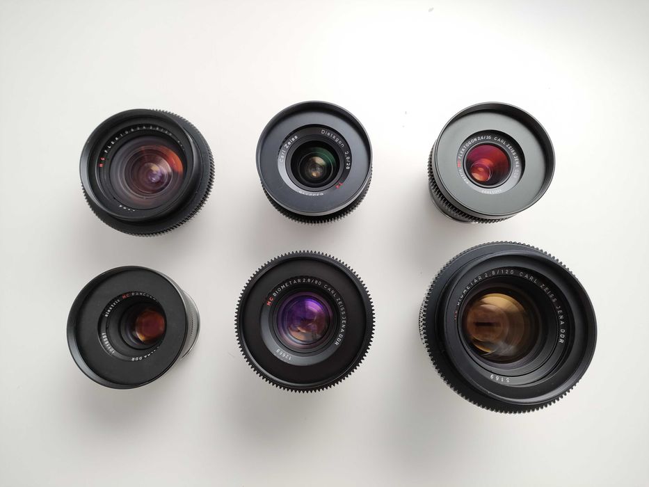 Set 5 obiective vintage Carl Zeiss Jena red MC montura Canon EF