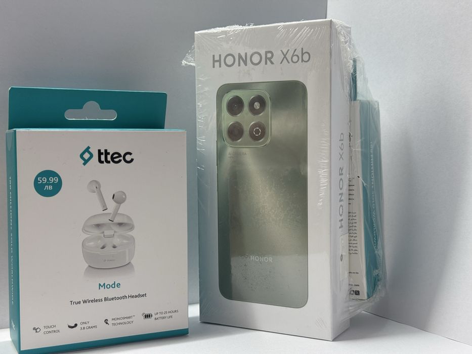 Телефон HONOR X6b в комплект с 2 броя безжични слушалки БОНУС