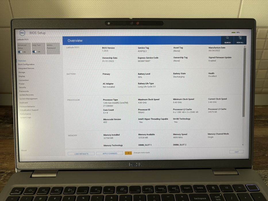 Dell Latitude 5531, i7-12800H, 32GB RAM, 512GB SSD, Windows 11 Pro