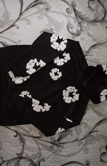 Denim Tears Cotton Wreath Hoodie 'Black White'