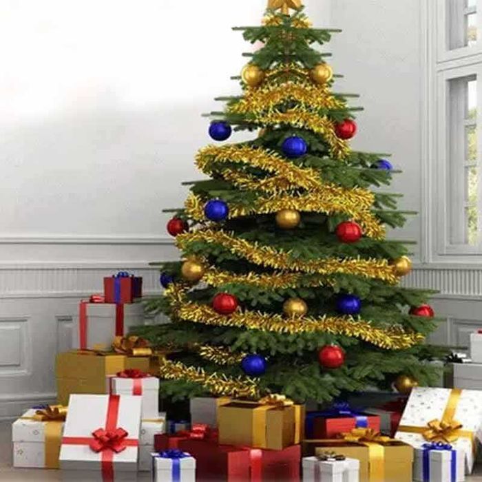 Коледна златиста дълга гирлянда 6 м, лесно декориране