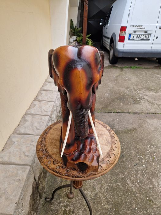 Огромна антикварна колекционерска дървена фигура статуетка