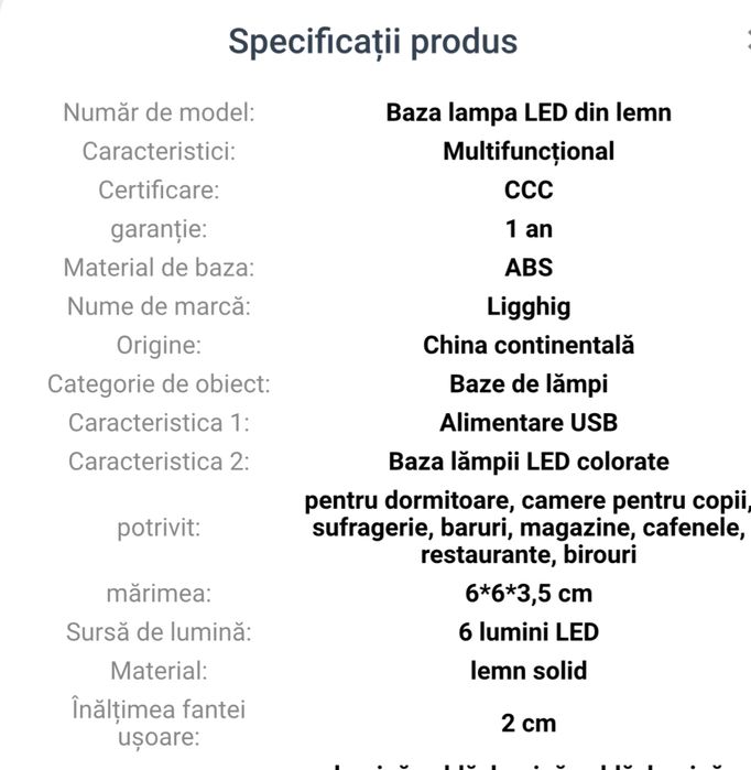 Lampa led lumina calda.