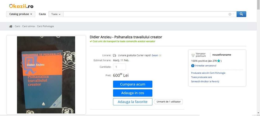 RARA Didier Anzieu - Psihanaliza travaliului creator 2004, 436 pagini