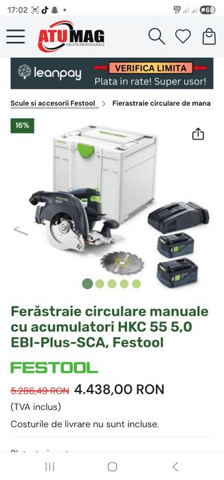 Circular festool HKC 55 5,0 EBI-Plus-SCA