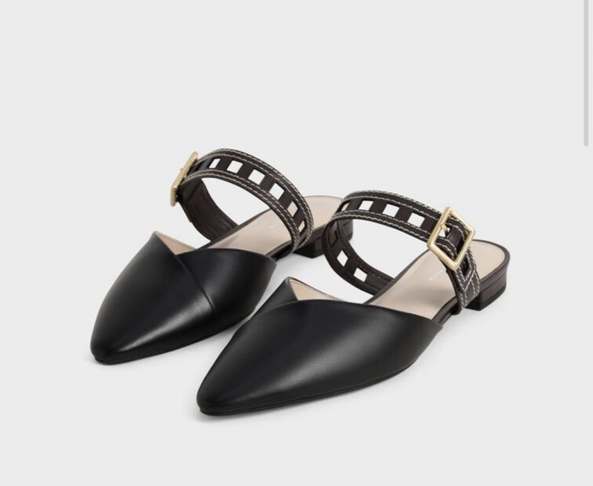 Черные мюли с ремешком