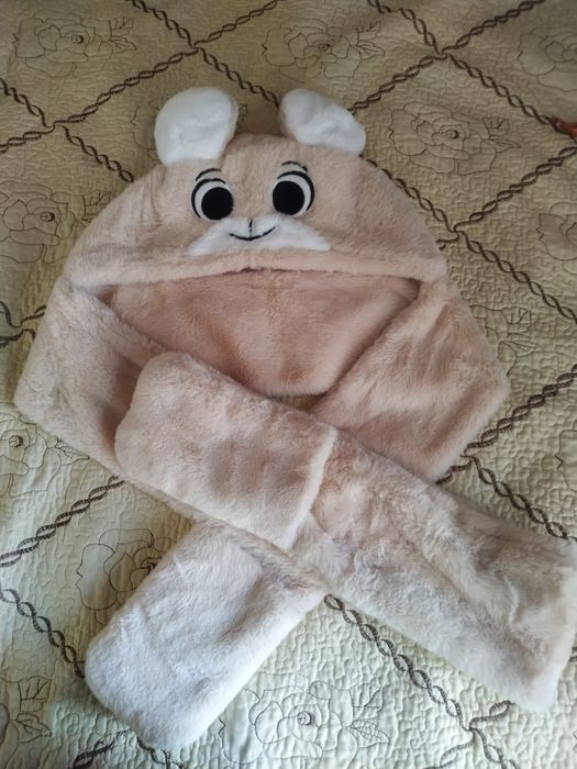 шапка шарфик варежки и ушки