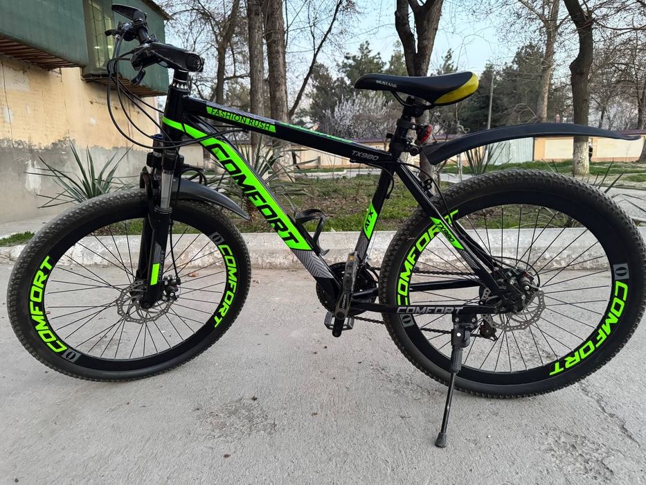 Velosiped Comfort yashil rangli, skorisli