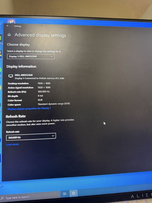 Monitor Gaming Alienware 360hz