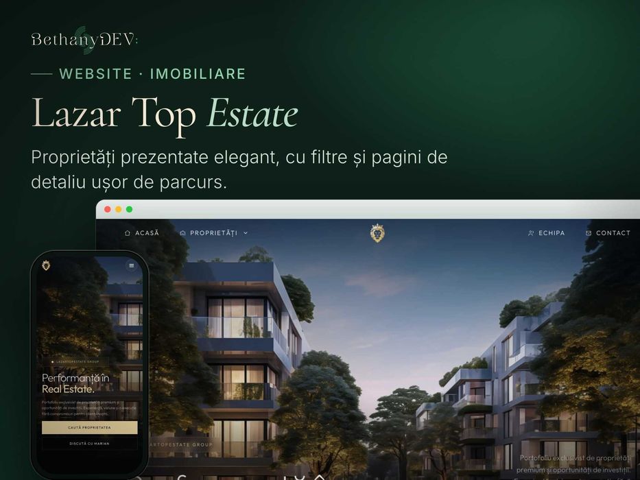 Creare website de prezentare & magazin online la standard internațional | Design original – BethanyDev