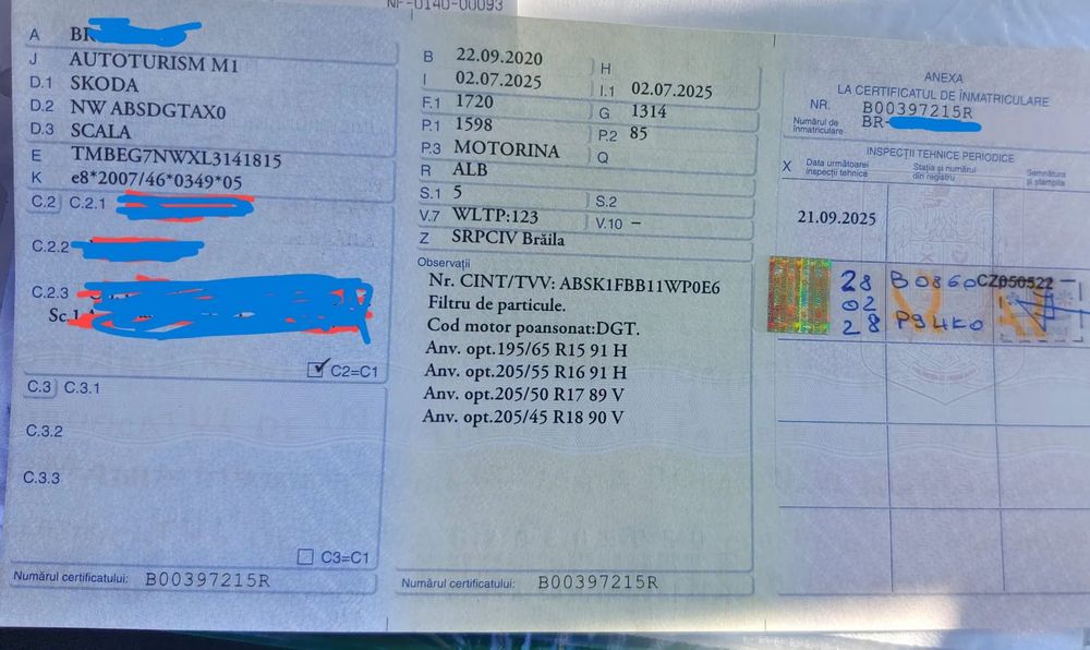 Skoda Scala Primul proprietar, stare foarte buna, distributie schimbata recent