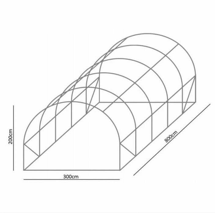 Seră tunel verde 8x3x2 m pentru legume