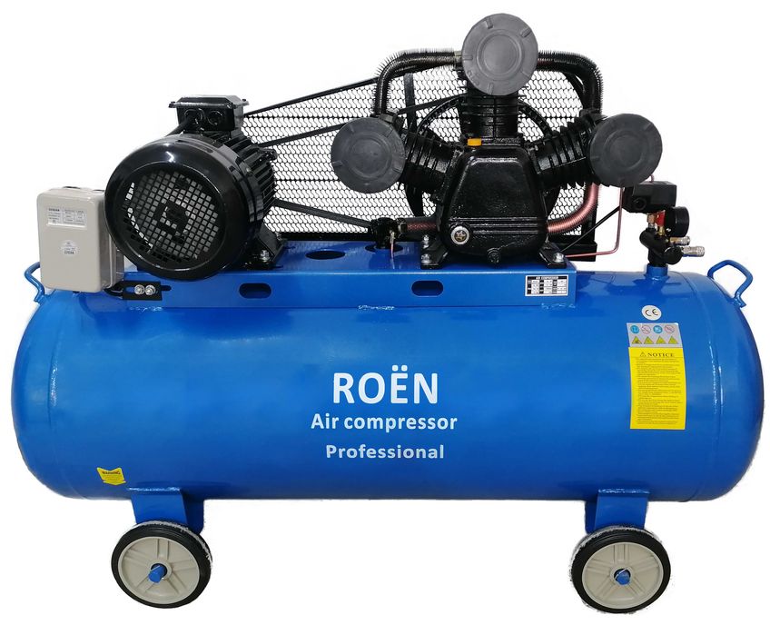 Маслен компресор за въздух.Налягане-12.5бара. ROEN МР 300 литра
