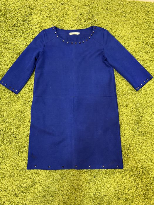 Платье велюр синее  1500тг