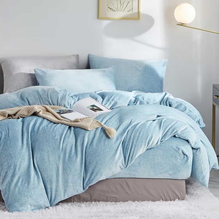 Set husă pilotă 220x240 cm din fleece/catifea, nou, într-o combinație elegantă Khaki – Taupe.
