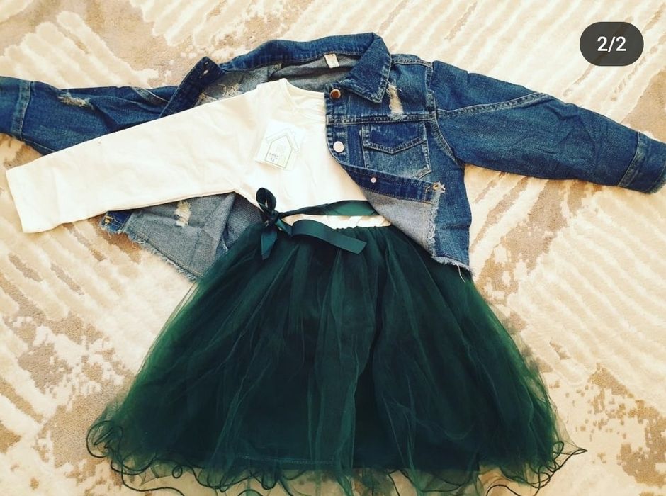 Детская двойка, платье + джинсовка