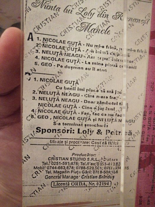 Caseta Nunta lui Loly din Românești live Guta și Neluta Neagu