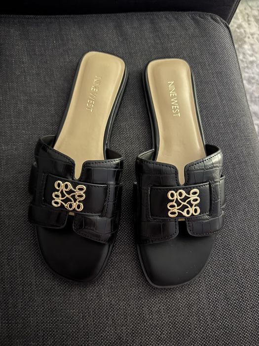 Papuci piele negri Nine West