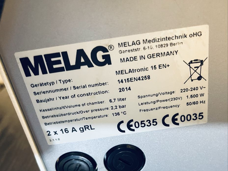 Autoclav sterilizator cosmetica salon beauty Melag Melatronic 15+