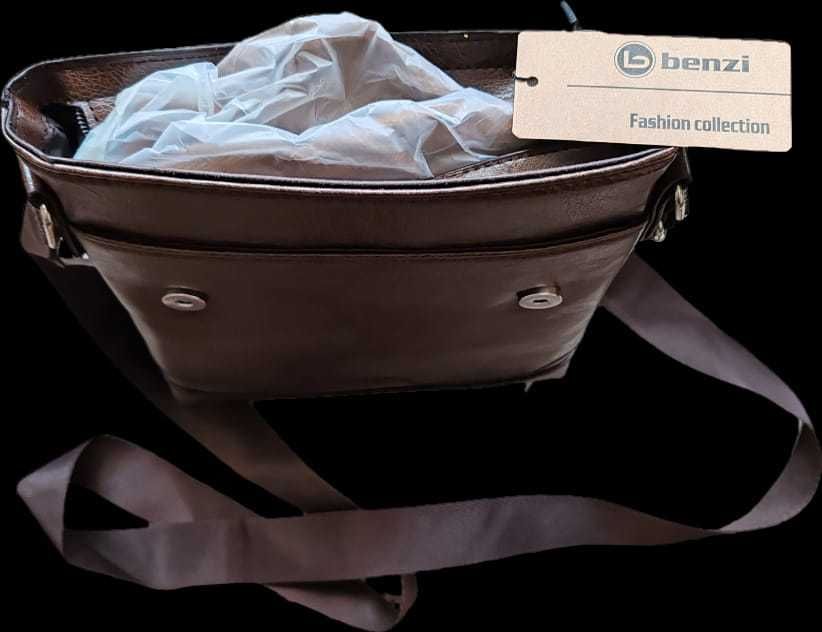 Geanta de umăr, Piele Ecologica, brand BENZI, BZ 5308 B, Maro.