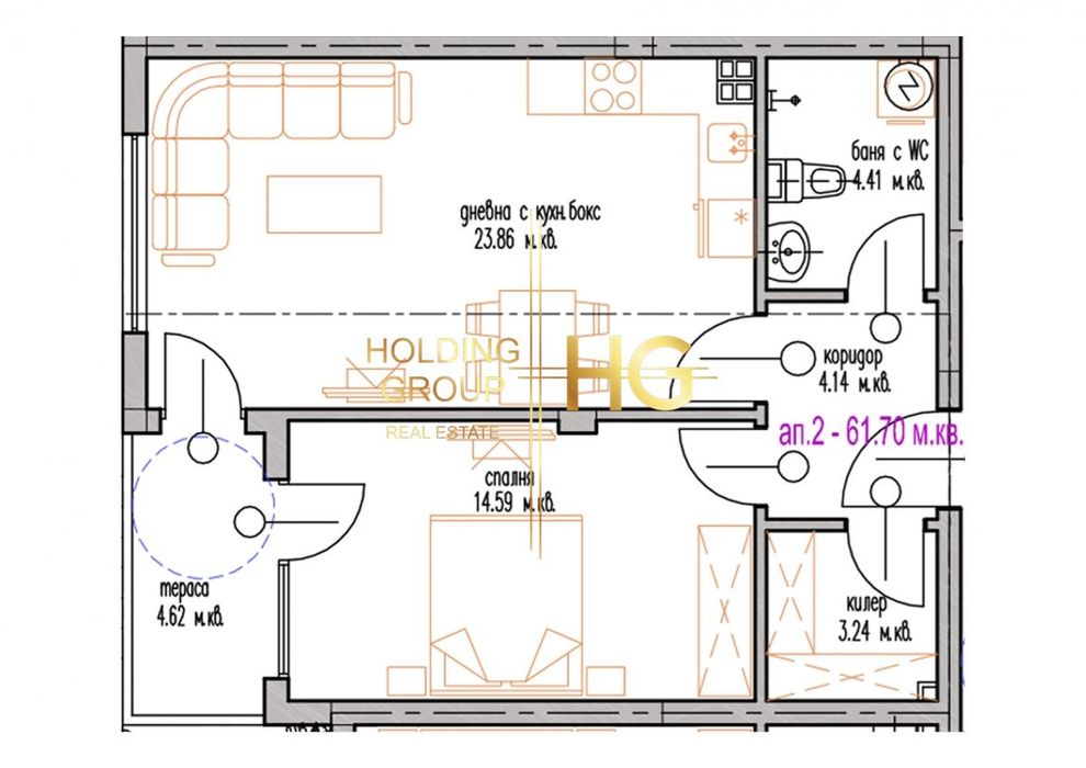 Продава се Двустаен апартамент в Варна, м-т Траката - 68 кв.м за 1248 €/кв.м - Снимка #2