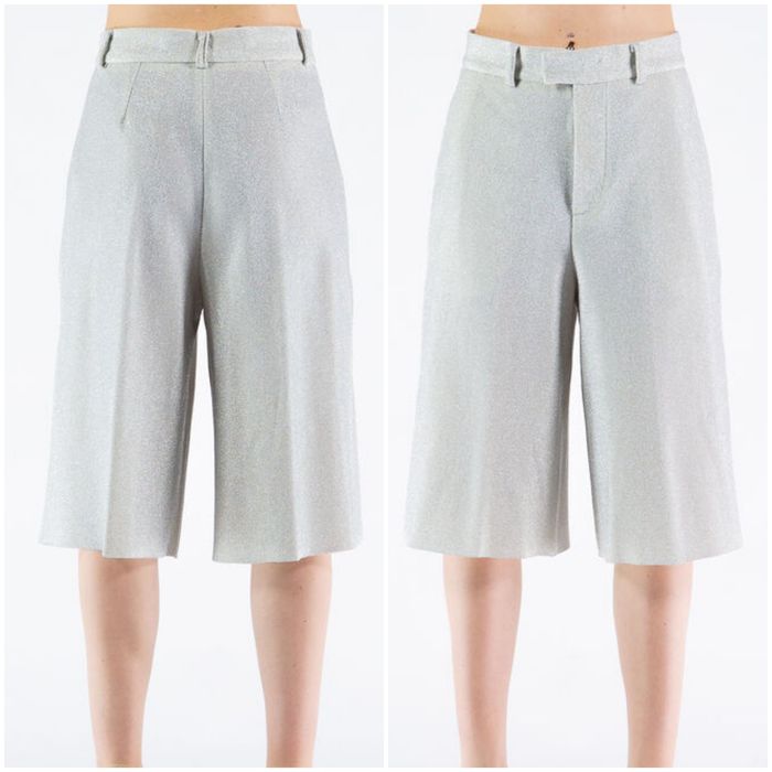 Бермуди XS/S/36размер сребристи официални къси панталонки висока талия