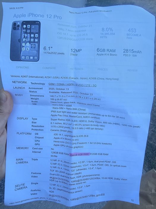 Apple iPhone 12 pro 256GB