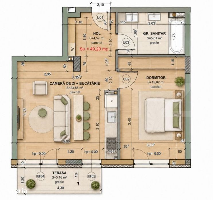 Apartament 2 camere, 49.20 mp, comision 0, zona Iris — fotografia 1