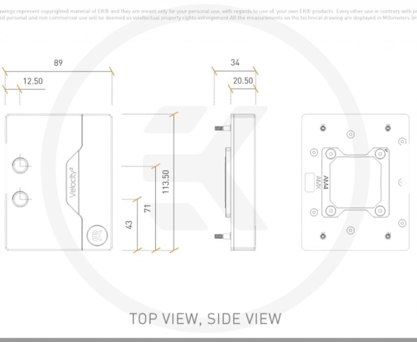 Waterblock CPU EK-Quantum Velocity² D-RGB - AM5 Nickel + Plexi
