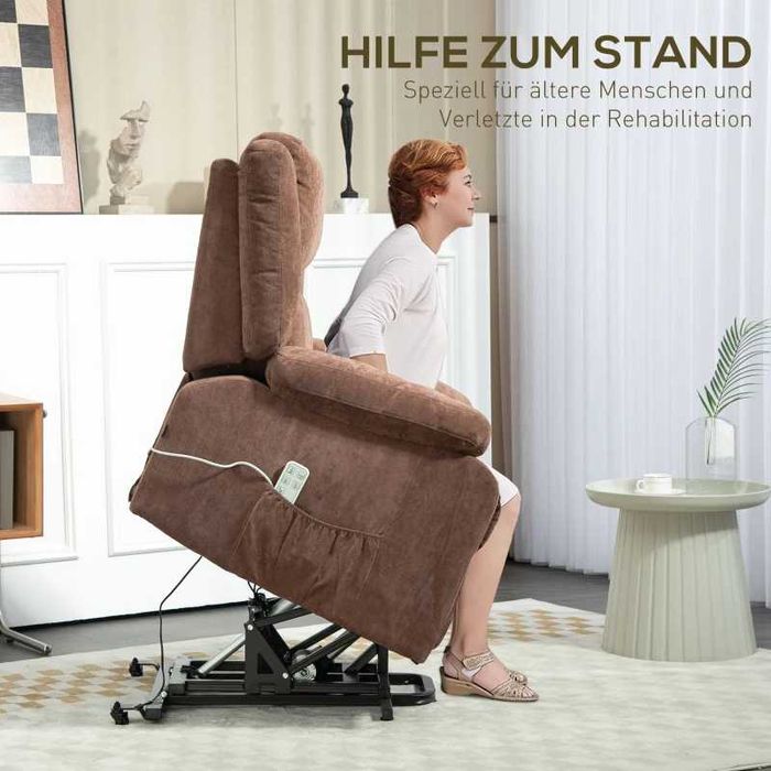 HOMCOM Фотьойл с асистент за повдигане, регулируема облегалка за глава