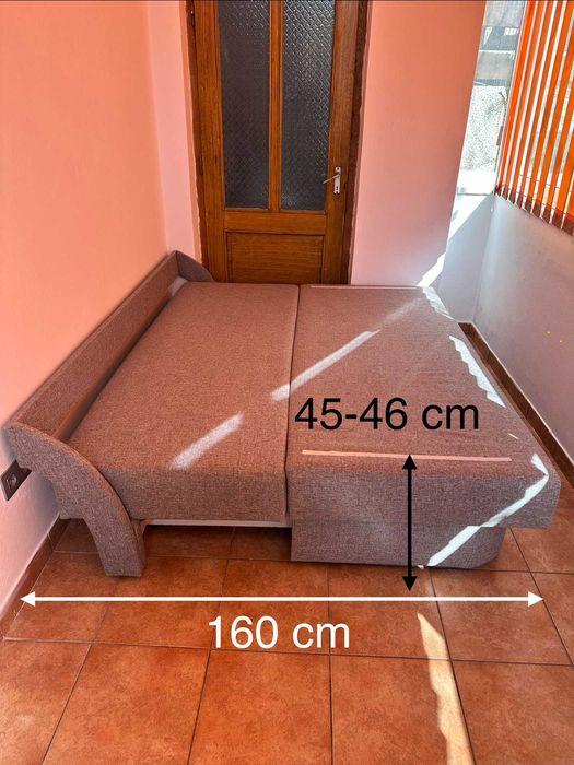 Canapea extensibilă (cu ladă pentru depozitare) 160 cm x 200 cm culoare Gri