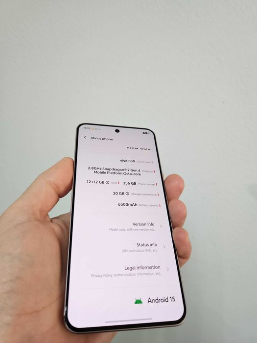 Vivo S30, 256 gb, 12 gb, Garantie.