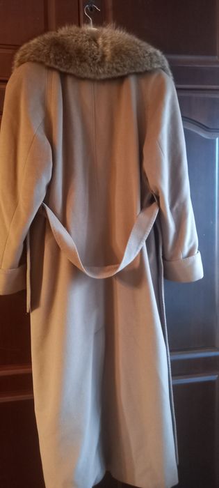 Palton cu guler blana vulpe naturală  detașabil