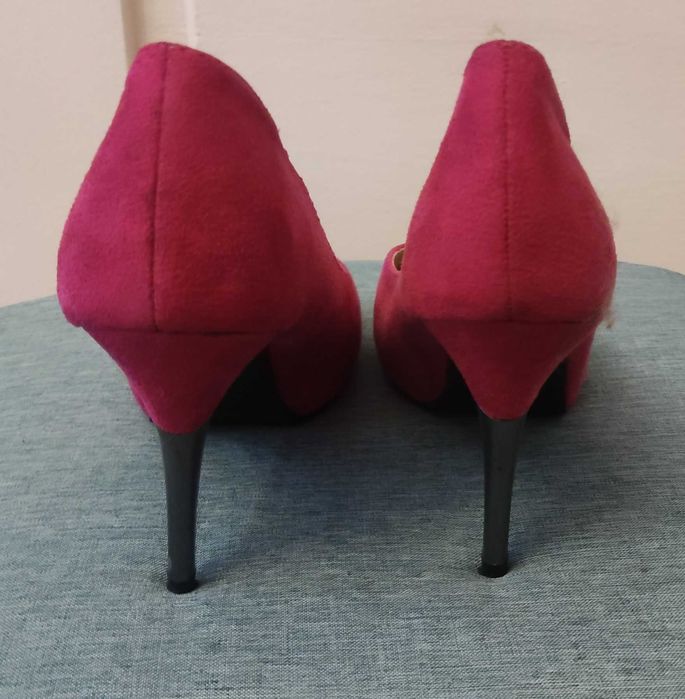 Елегантни велурени дамски обувки Exquily с висок ток номер 39
