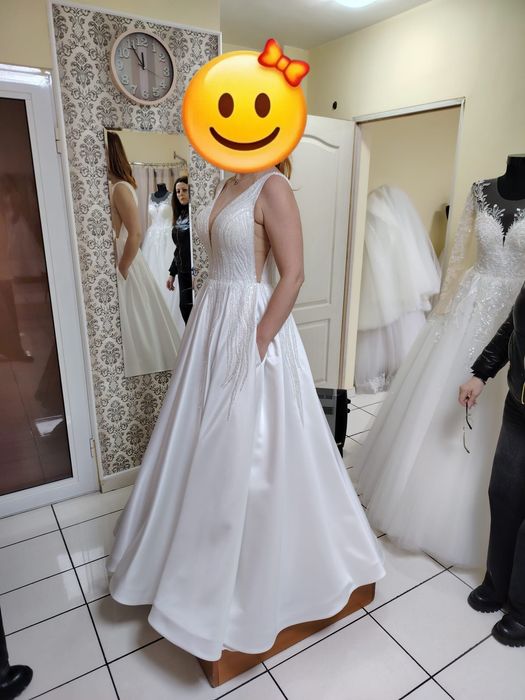 Rochie mireasa tafta cu buzunare, model 2026