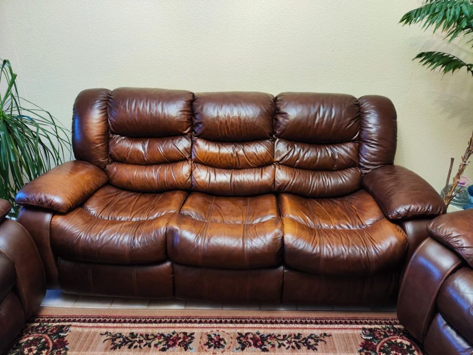 Кожен Диван Холна гарнитура/ релакс Фотьоили