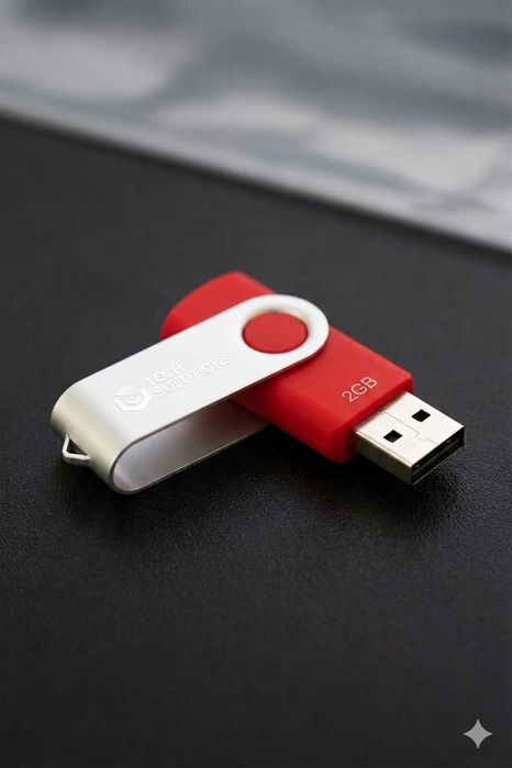 Компактна USB флаш памет 2 GB (тип Swivel) – червена