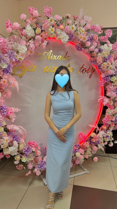 Платье голубое вечернее размер S