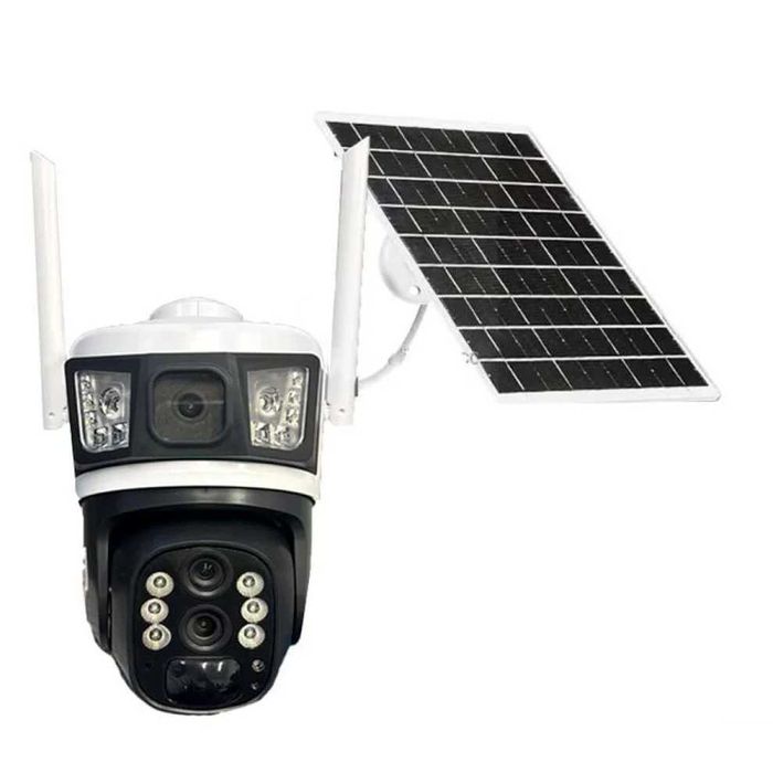Двойна соларна безжична въртяща камера 4G 6MP 10zoom работи SIM карта