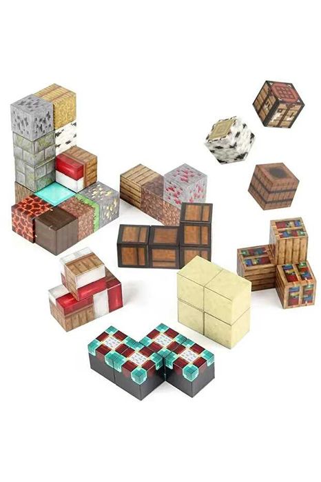 Cuburi Magnetice Minecraft - 36 cuburi si o figurina