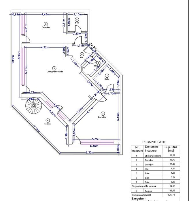 Apartament 3 cam zona Cortina North & My Place