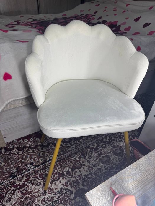 Кресло ракушка велюр белое | мягкий стул | дизайнерское кресло | для